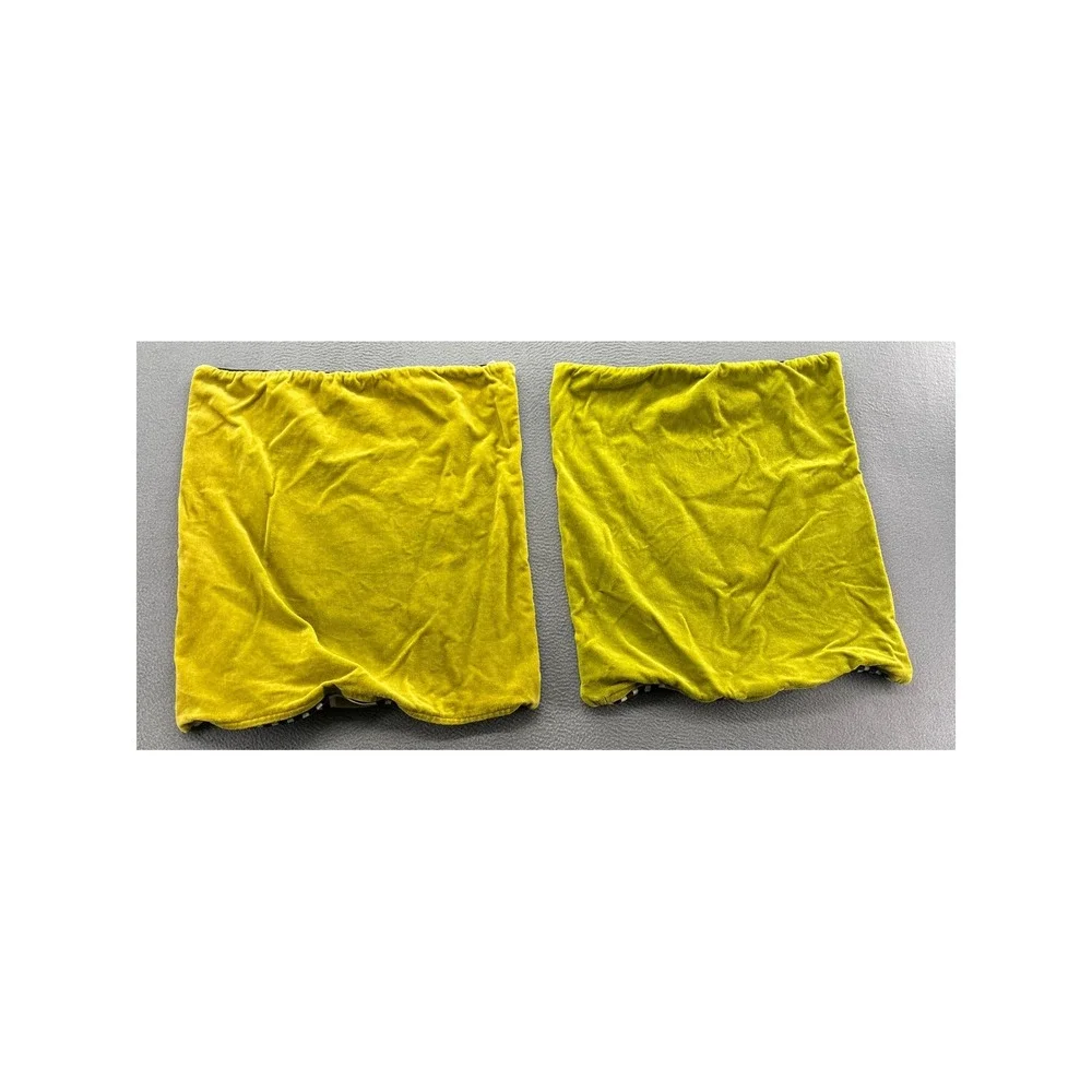 Crate & Barrel Geometry Pillow Covers Set 2 Chartreuse Green Mid Century 20x20